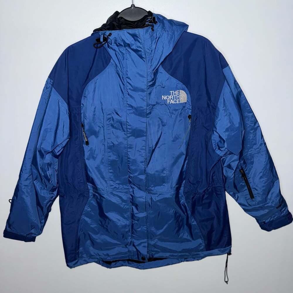 Vintage The North Face Gore-Tex Two-Tone Blue Full Zip Hooded Rain Jacket Medium